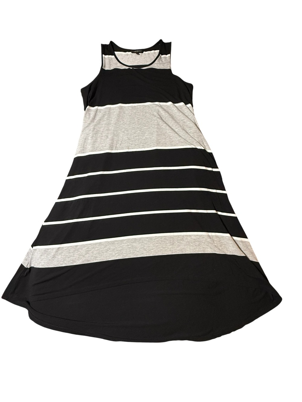 Lane Bryant Plus Size 18/20 Striped Tank Maxi Dress Black Grey High Low